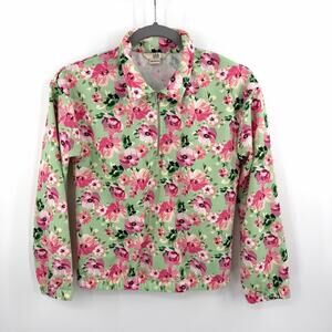 AND Kids Floral Quarter Zip-Up Sweatshirt in Pink Green Size 13-14